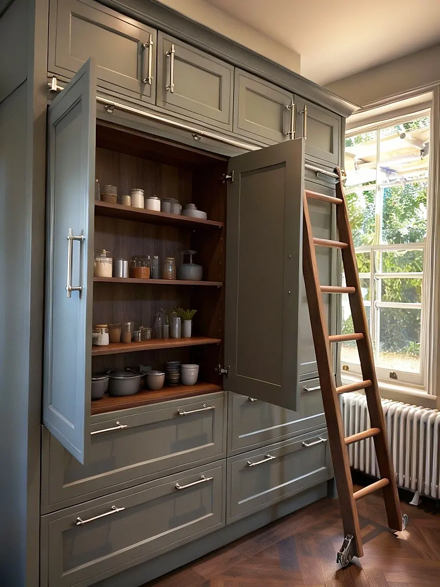 Sliding ladders in this luxury kitchen in Wooton Isle of Wight