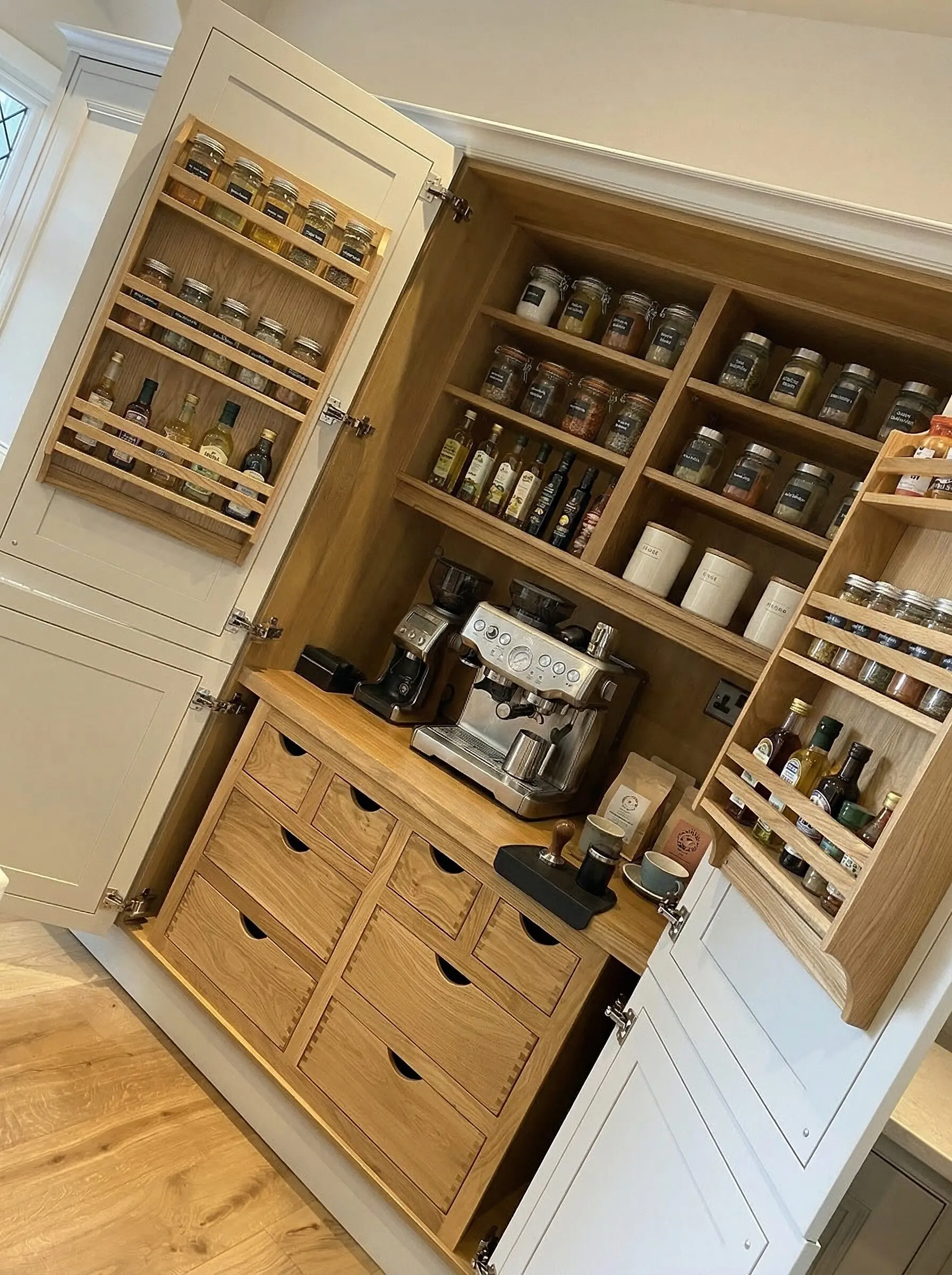 handmade kitchen oak pantry made in our Cowes workshops